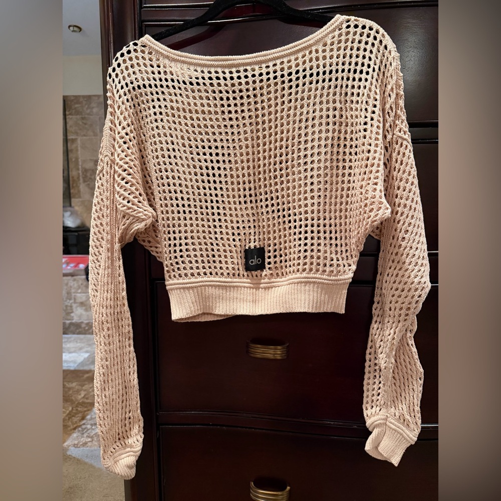 SOLD-Alo Open Knit Cream Sweater